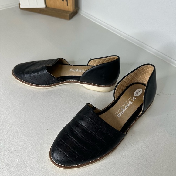 Dr. Scholls Black Faux Croc D'Orsay Flats Slip On - Size 7.5M - Picture 9 of 9